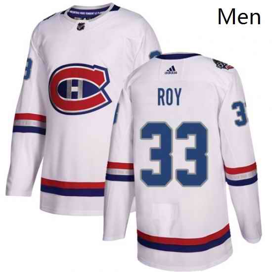 Mens Adidas Montreal Canadiens 33 Patrick Roy Authentic White 2017 100 Classic NHL Jersey
